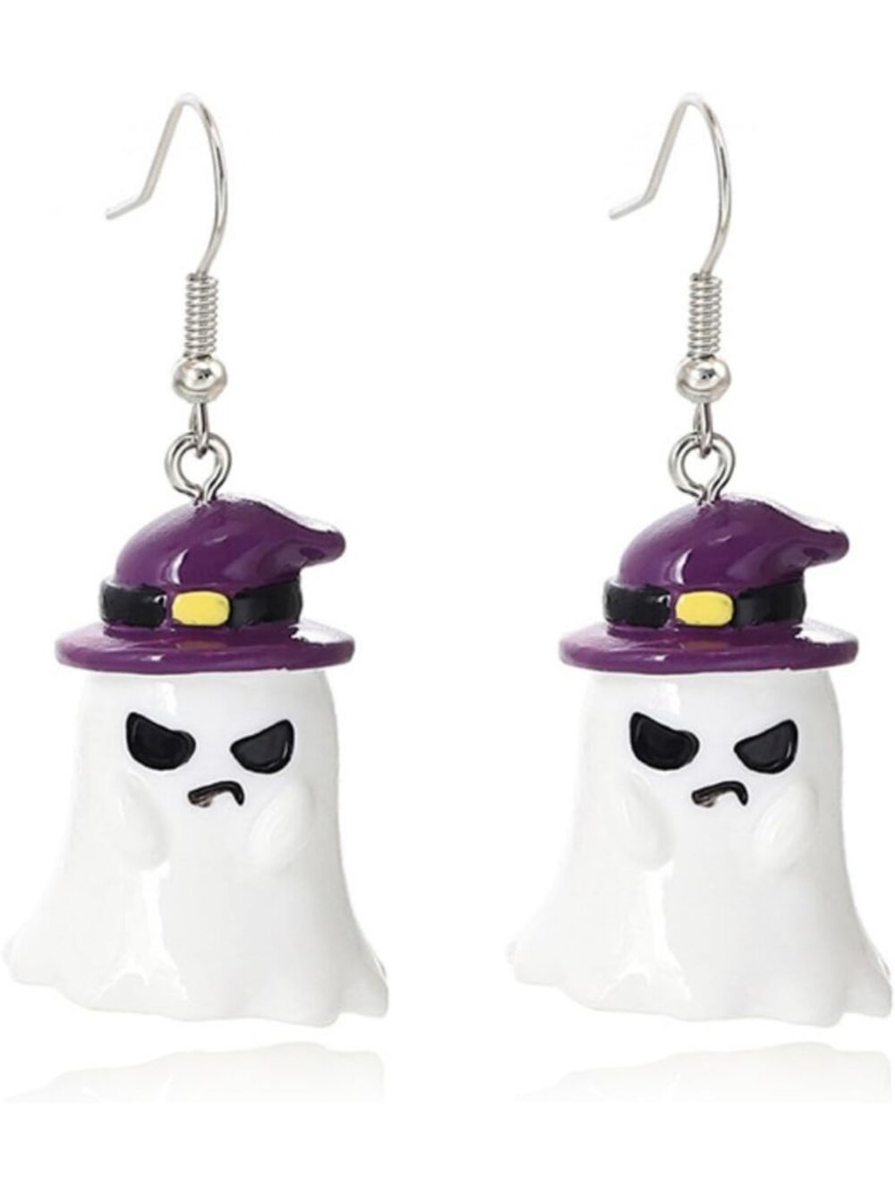 Women's Purple White Cute Ghost Tassel Halloween Costume Dangle Jewelry Earrings